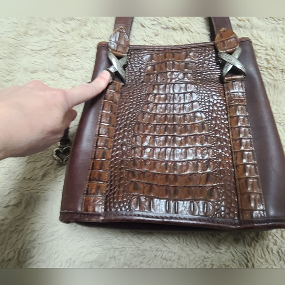 Vintage Brighton Brown Double Handle Shoulder Bag With Heart Charm 90's - Picture 2 of 14